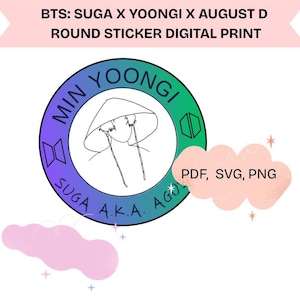Suga x Yoongi x August D printable sticker