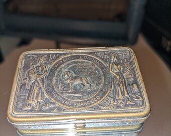 International Tailoring Company Match Safe Native American Lion Box Antique Victorian