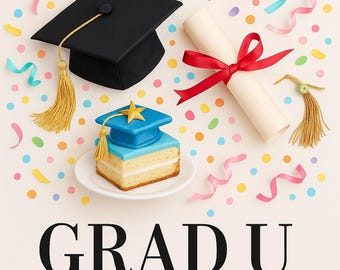 GRAD_U_ATE WALL ART - funny graduation printable/ wordplay digital download, grad gift