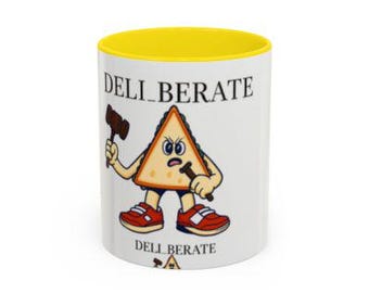 DELI BERATE Pun Mug - Funny  gift for Law fans and Sandwich lovers, Courtroom Pun Coffee Cup, Foodie Gift, Office Humour