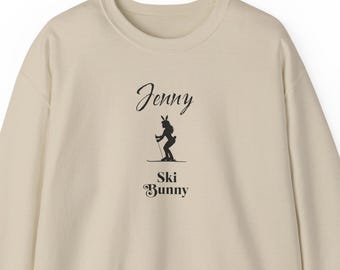 Sudadera de conejito de esquí con nombre personalizado. Jersey de esquí personalizado.