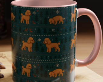 Taza de café con caniche toy: cerámica bicolor de 325 ml, ideal como regalo para amantes de los caniches.