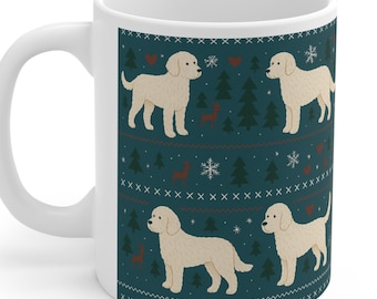 Taza nórdica de invierno para labradoodle de 325 ml. Regalo para labradoodle.