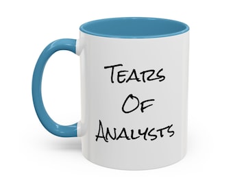 Taza "Lágrimas de Analista". Regalo divertido de finanzas. Taza bicolor de 325 ml.