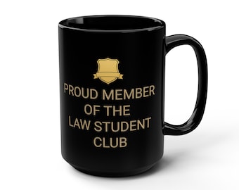 Law Student Mug: 15oz Black Ceramic, Legal Gift