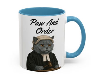Taza de abogado con diseño de pata y orden, regalo legal divertido, 325 ml, bicolor