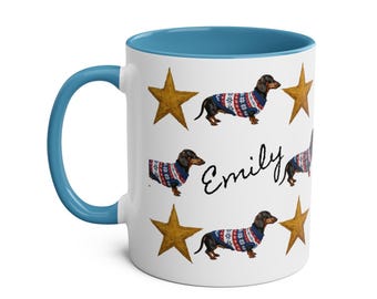 Custom Dachshund Mug, Personalized Wiener Dog Coffee Cup
