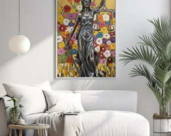 Lámina artística de la Dama de la Justicia: Decoración de la Ley Dorada, estilo moderno