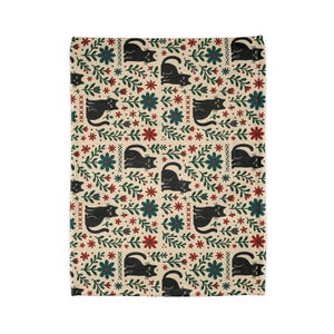 Scandi Black Cat Fleece Blanket, Nordic Minimalist Throw image 11