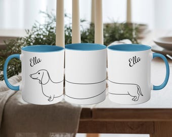 Taza personalizada de Dachshund: Diseño minimalista, regalo personalizado para amantes de los perros