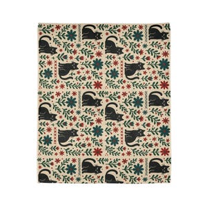 Scandi Black Cat Fleece Blanket, Nordic Minimalist Throw image 13