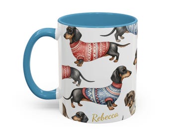 Custom Dachshund Mug, Nordic Jumpers, Dog Lover Gift