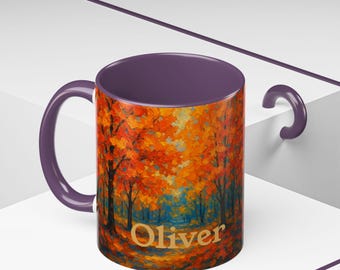 Taza de árbol otoñal: taza de café de cerámica personalizable