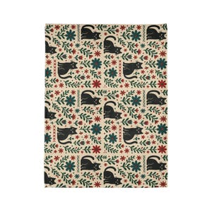 Scandi Black Cat Fleece Blanket, Nordic Minimalist Throw image 15
