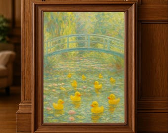 Impresión artística parodia de los patitos de goma de los Nenúfares de Monet