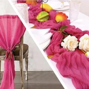 Hot Pink Gauze Table Runner 2-Pack – 10ft Boho Cheesecloth Runners for Wedding, Baby Shower, Birthday Party, Bridal Table Decor