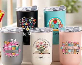 Regalo personalizzato per insegnanti, bicchiere personalizzato per insegnanti con nome, tazza da caffè freddo, regalo di apprezzamento per insegnanti, regalo di ringraziamento, tazza da viaggio isolata