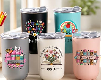 Bicchiere personalizzato per insegnanti - Regalo personalizzato per insegnanti, tazza da caffè freddo, tazze per insegnanti, regalo di ringraziamento per insegnanti, tazza da viaggio