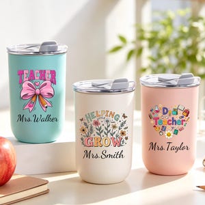 Personalized Teacher Tumbler - Custom Teacher Gift, Iced Coffee Cup, Appreciation / Thank You Travel Mug image 2