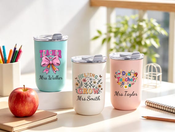 Personalized Teacher Tumbler - Custom Teacher Gift, Iced Coffee Cup, Teacher Cups, Teacher Appreciation Gift, Thank You Gift Travel Mug Cup