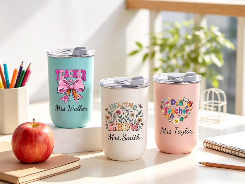 Personalized Teacher Tumbler - Custom Teacher Gift, Iced Coffee Cup, Appreciation / Thank You Travel Mug image 2