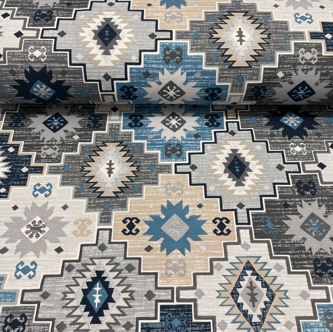 Pattern Linen Material Unique Ethnic Pattern Linen Fabric - Perfect for Upholstery and Room ...