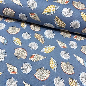 Nautische linnen stof voor op het strand geïnspireerde bekleding - Sea Coral Design - Home Decor Yardage - Sea Coral linnen stof voor bekledingsprojecten