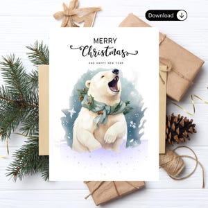 Printable Merry Christmas Card: Festive Holiday Greeting (Digital PDF Download
