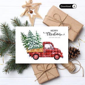 Merry Christmas Card – Printable Holiday Greeting Card – Digital Download
