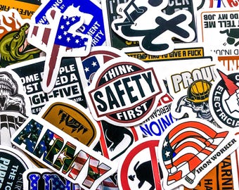 Pack of 50 Humor Safety Stickers, Warning Sign Stickers, Construction Humor Stickers, Waterproof Industrial Label Stickers for Workers