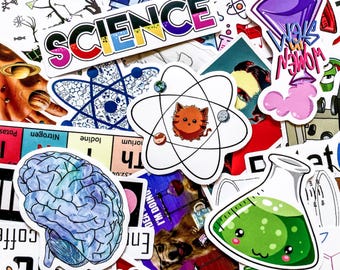 50pcs Laboratory Stickers, Biology Nerd Stickers, Physics Science Stickers, Waterproof Stickers for Journal, Notebook, Laptop