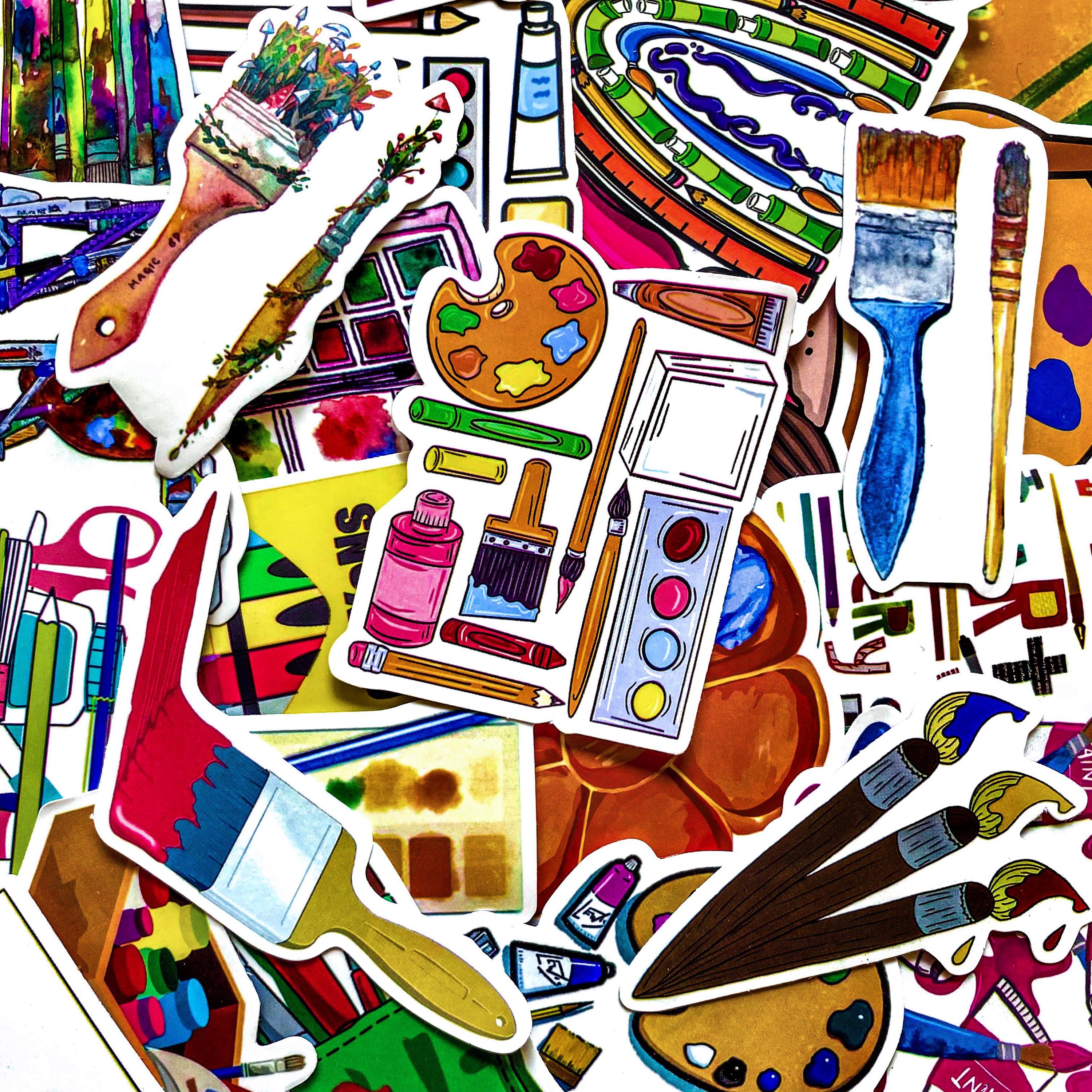 50pcs Painting Stickers,art Supply Stickers,crayon Stickers,palette ...