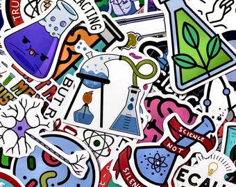 50pcs Science Experiment Sticker,Physics Lab Sticker,Chemistry Sticker,Funny Science Sticker,Waterproof Sticker forNotebook,Laptop,Scrapbook