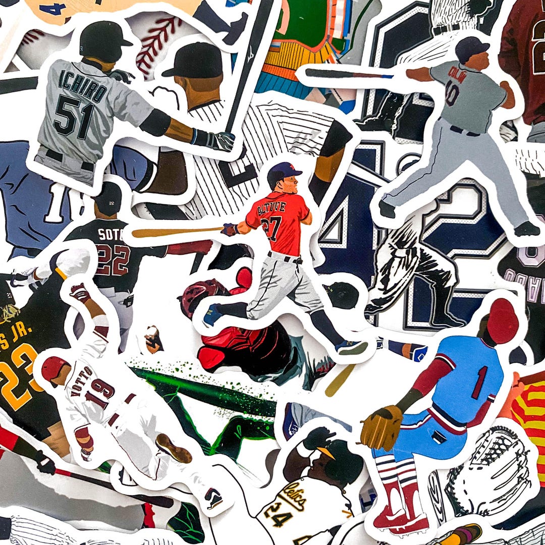 Pack of 50 Baseball Stickers, Baseball Player Stickers, Baseball Action ...