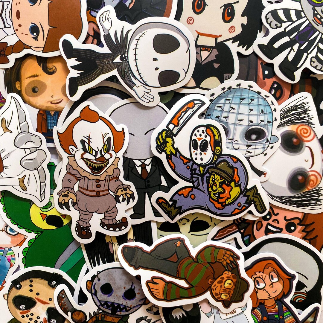 Mini Slasher Sticker 50pcs Mini Horror Movie Character Stickers, Scary Monster Stickers ...