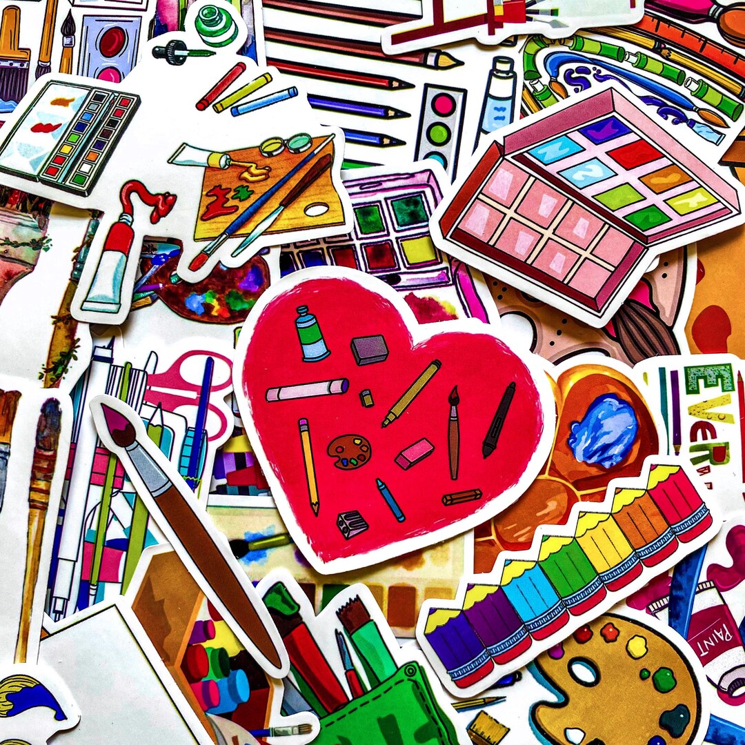 Visual Arts Stickers 50pcs Painting Stickers,art Supply Stickers,crayon Stickers,palette ...