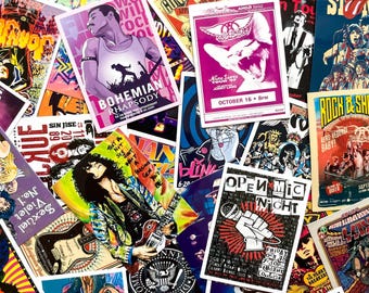 50pcs Rock Music Stickers,Rock Band Stickers,Retro Concert Stickers,Punk Rock Stickers,Waterproof Stickers for Guitar Case,Scrapbook,Journal