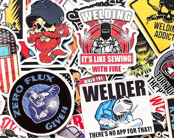 50pcs Welding Stickers, Skull Welder Stickers, Funny Job Stickers, Waterproof Stickers for Hard Hats, Lunch Boxes, Toolkits