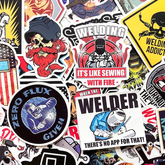 50pcs Welding Stickers, Skull Welder Stickers, Funny Job Stickers, Waterproof Stickers for Hard Hats, Lunch Boxes, Toolkits