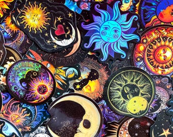 50pcs Celestial Stickers,Moon Phase Stickers,Astrology Sticker,Mystical Sun and Star Sticker,Waterproof Sticker for Journal,Notebook,Planner