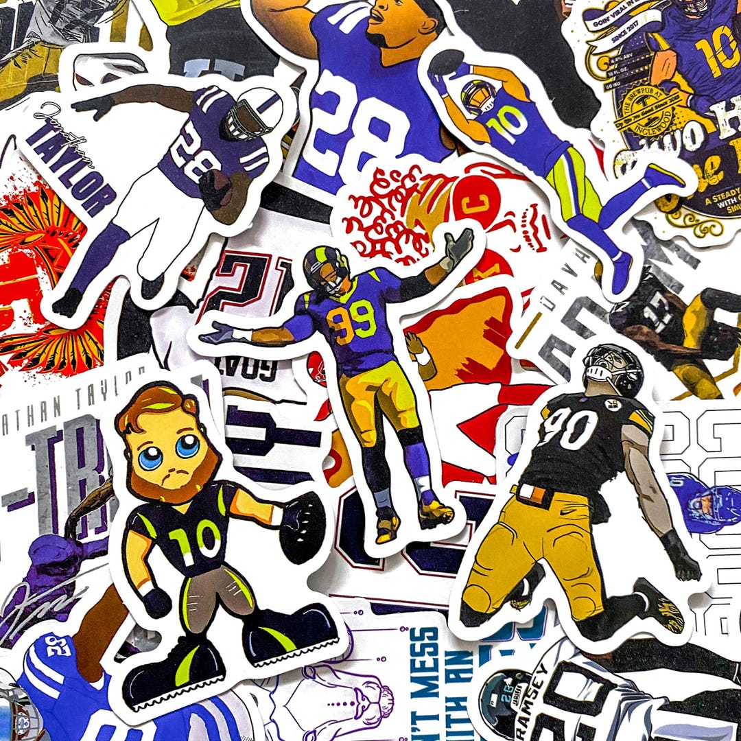 Pack of 50 Football Stickers, Football Player Stickers, American Sports ...