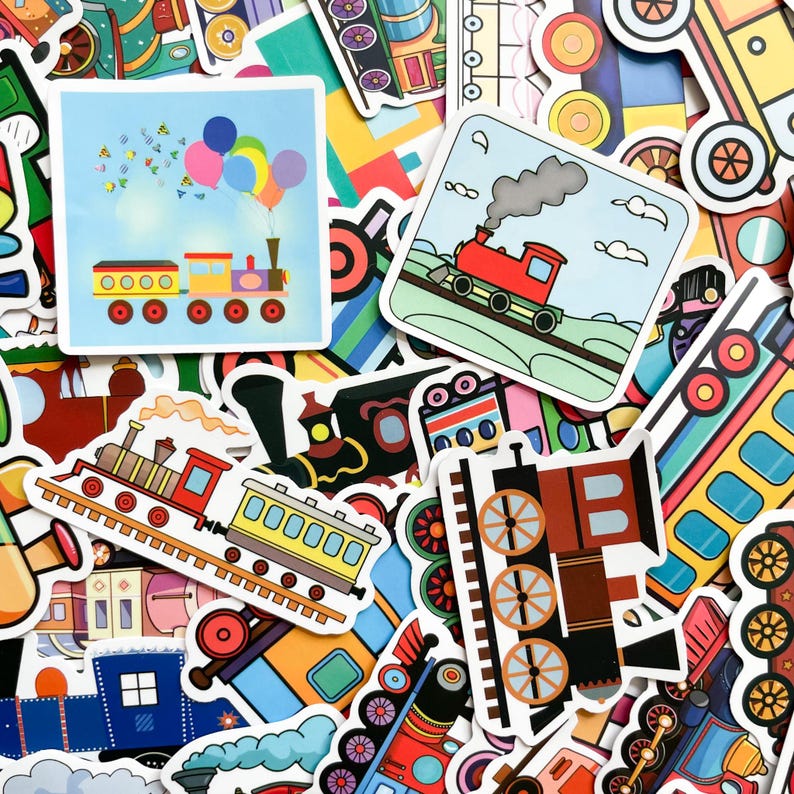 50pcs Train Stickers,cartoon Railway Stickers,colorful Locomotive ...