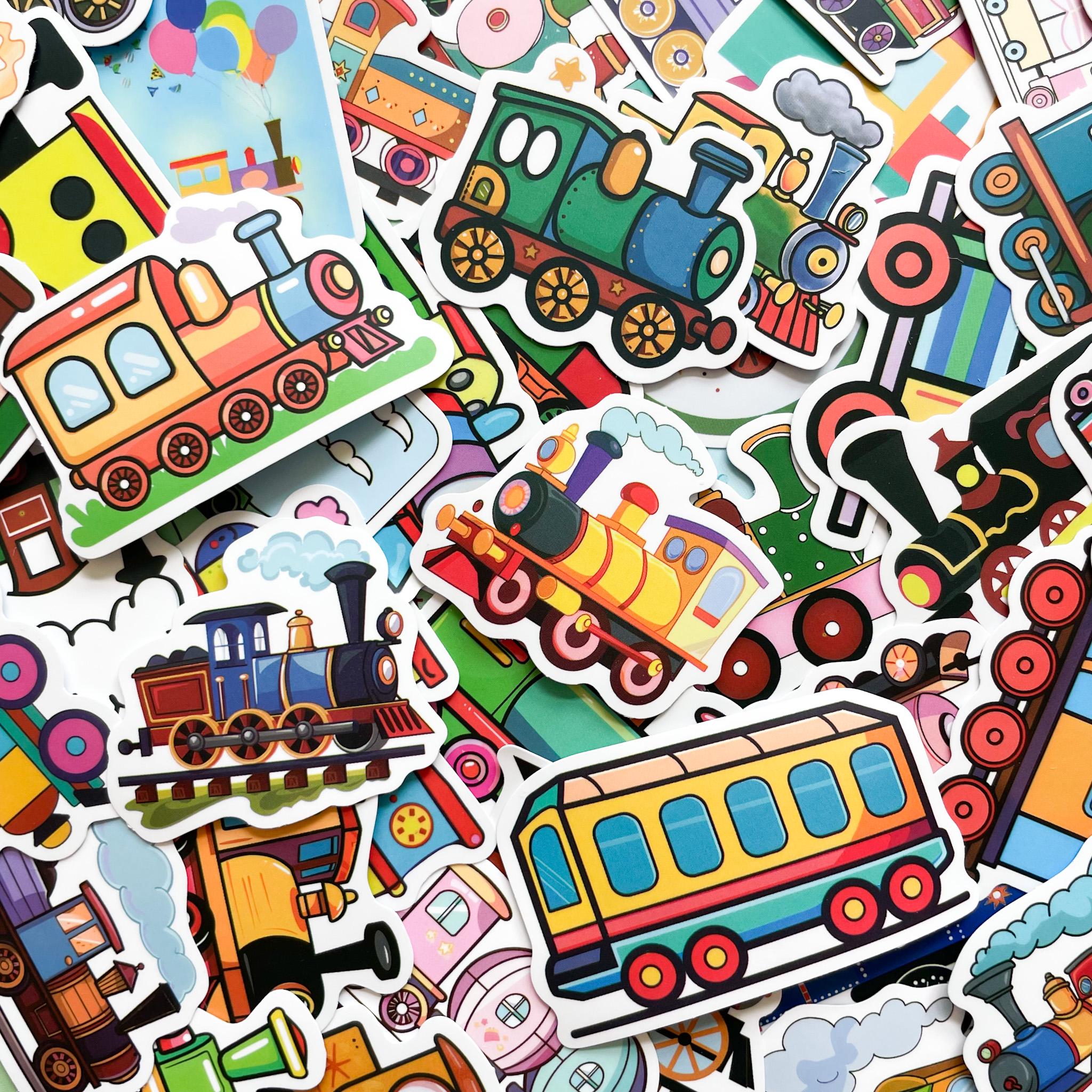 Train Sticker Design 50pcs Train Stickers,cartoon Railway Stickers,colorful Locomotive ...