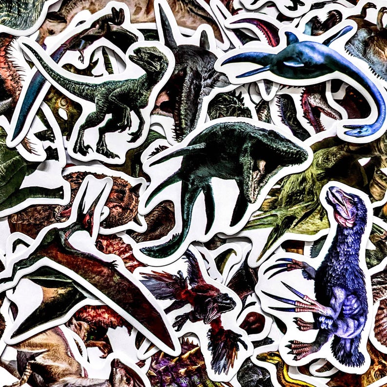 50pcs Jurassic Stickers, Dinosaur Cartoon Stickers, Prehistoric Animal ...