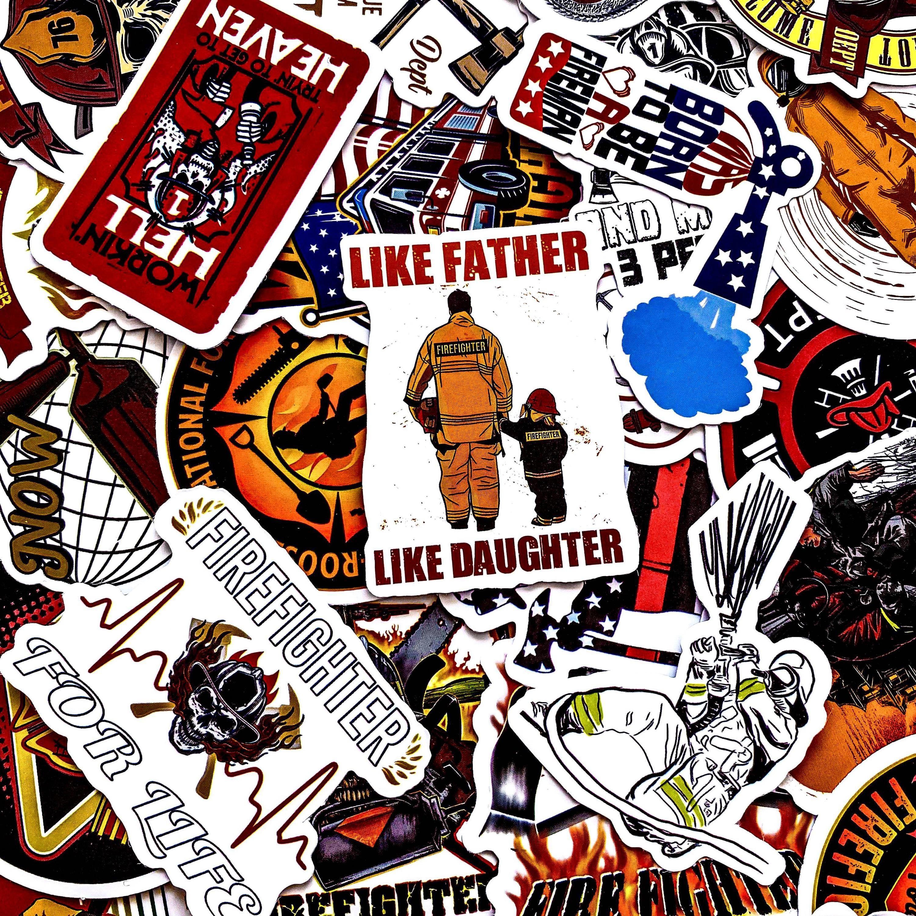 50pcs Firefighter Stickers, Fire Helmet Stickers, Rescue Team Stickers ...