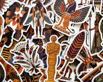 Pack of Egyptian Art Stickers, 50 Ancient Egypt Stickers, Egyptian Goddess Stickers, Waterproof Stickers for Laptop and Travel Journals