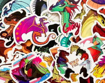 50pcs Winged Dragon Stickers, Mythical Creature Stickers, Fire Dragonet Stickers, Waterproof Stickers for Phone, Laptop, Water Bottle