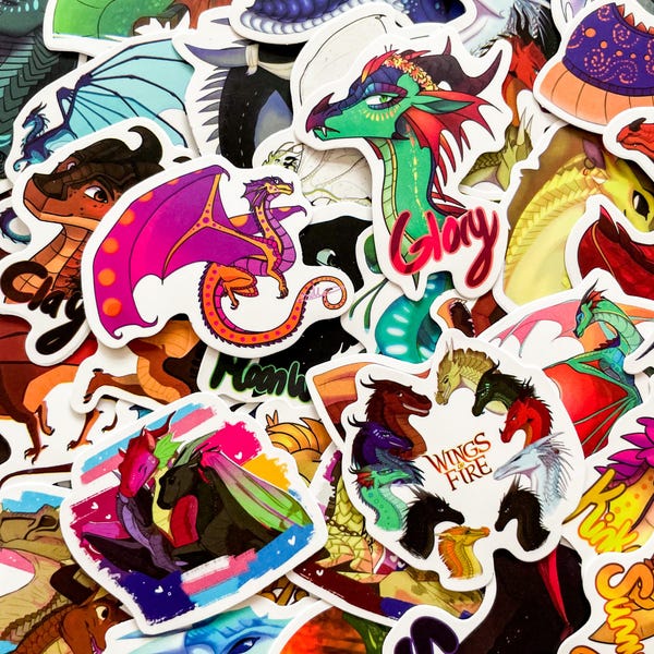 50pcs Winged Dragon Stickers, Mythical Creature Stickers, Fire Dragonet Stickers, Waterproof Stickers for Phone, Laptop, Water Bottle