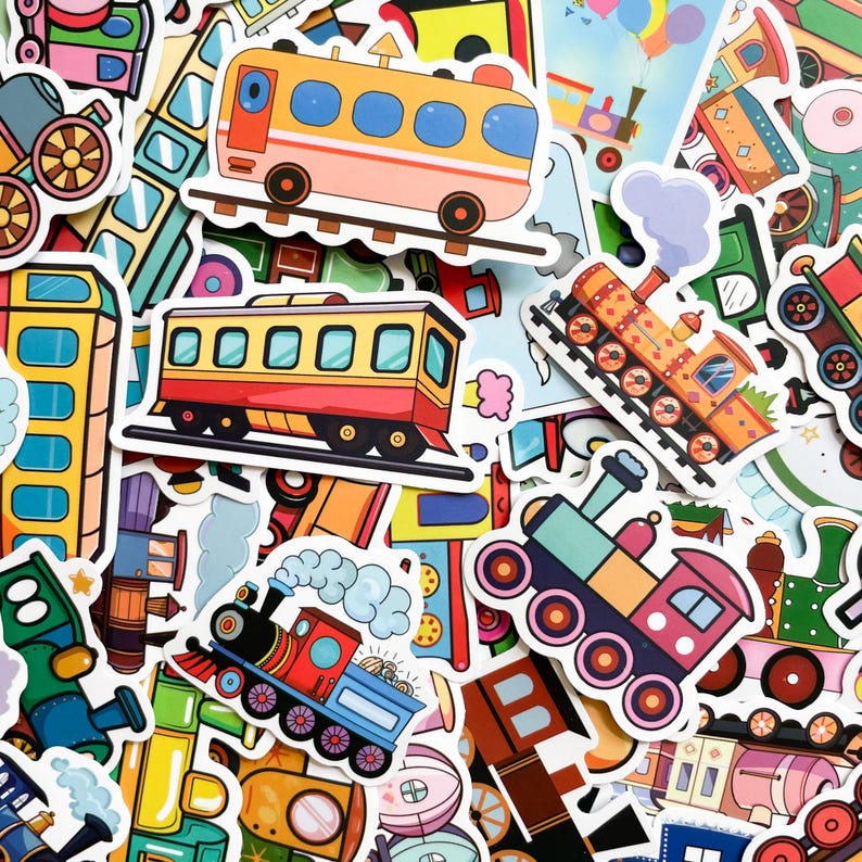 50pcs Train Stickers,cartoon Railway Stickers,colorful Locomotive ...