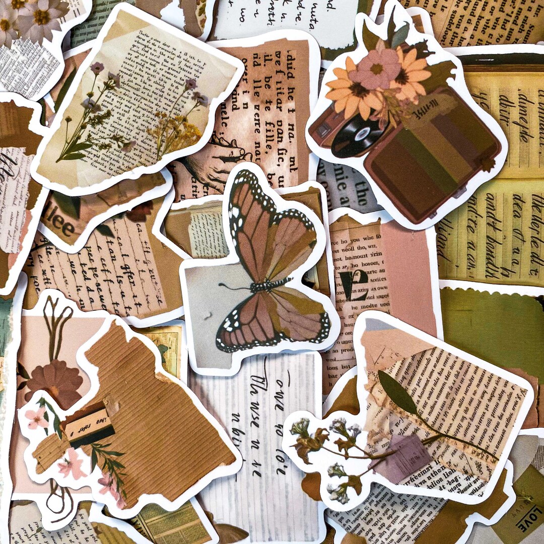 50pcs Old Paper Stickers, Vintage Literature Stickers, Book Page ...